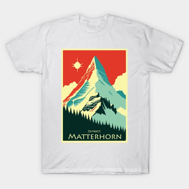 Matterhorn, Zermatt,Switzerland,Ski Poster T-Shirt by BokeeLee